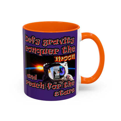 defy conquer reach - Accent Mug (purple)