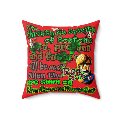 christmas spirits of boston - Spun Polyester Square Pillow - (red)