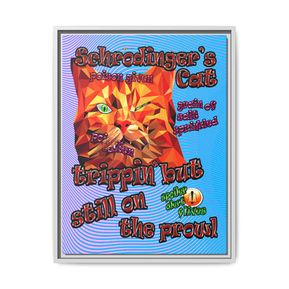 schrodinger's cat - framed canvas art (light blue-purple wave)