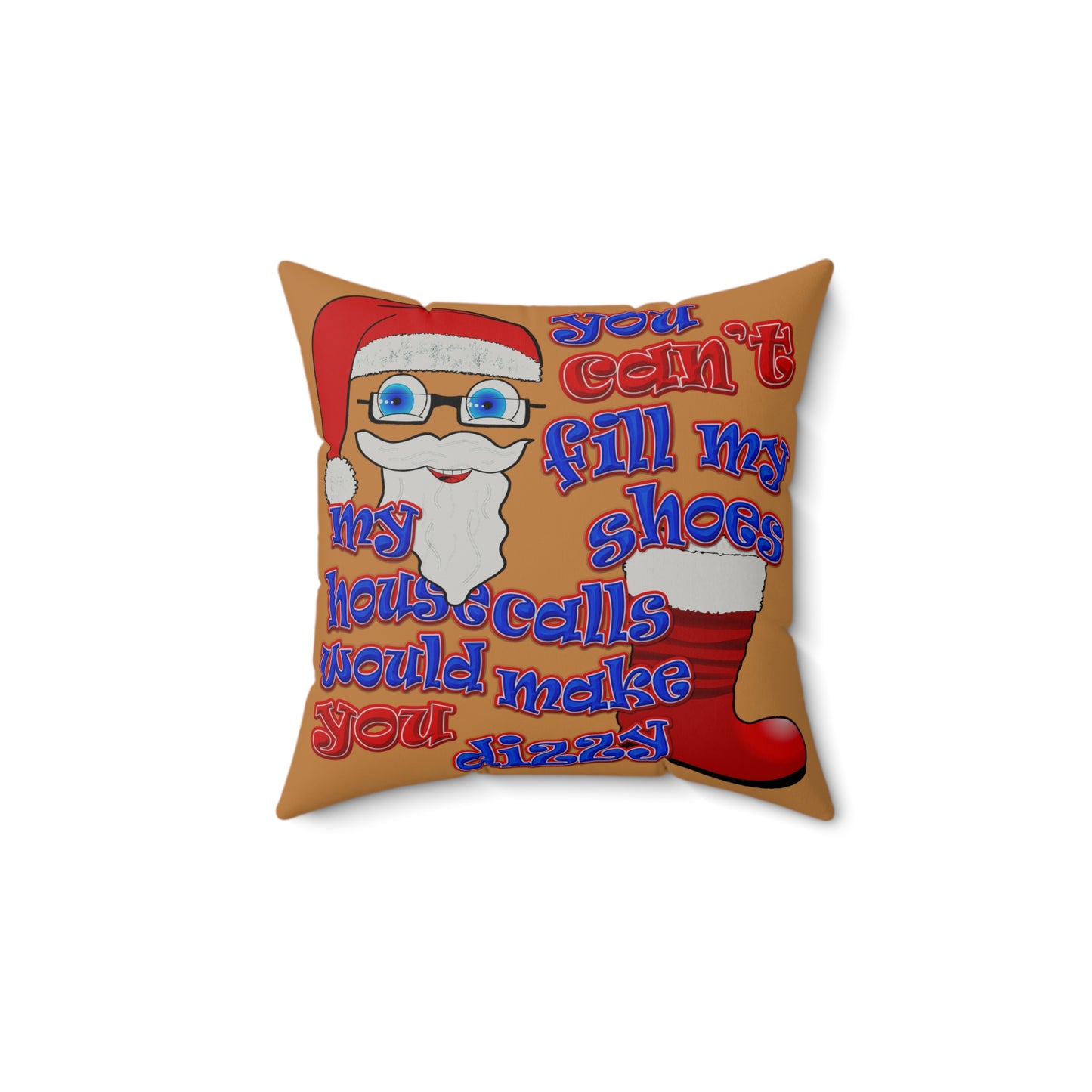 santa's shoes - Faux Suede Square Pillow - (light brown)