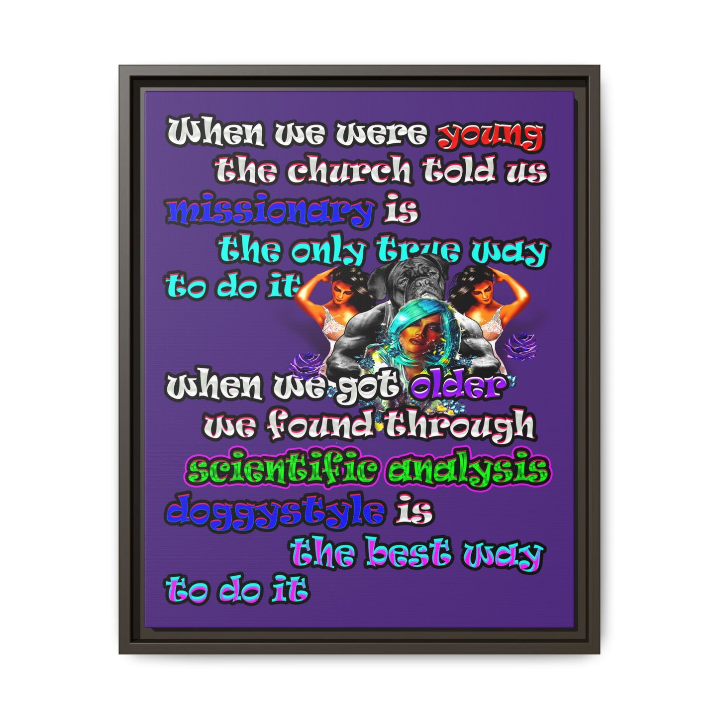 doggystyle - framed canvas art (purple)