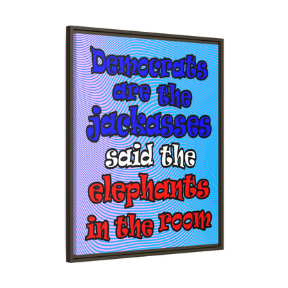donkeys and elephants - framed canvas art (light blue-purple wave)