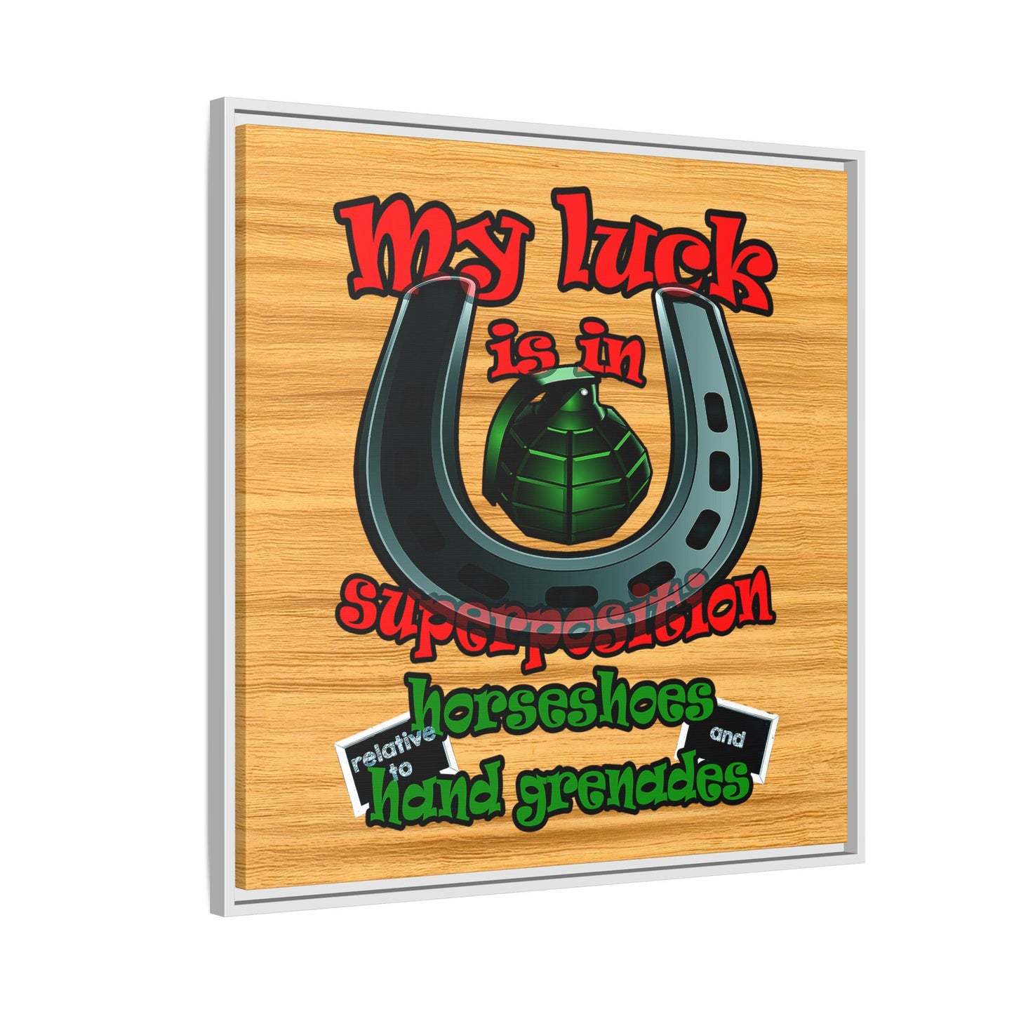 my luck - framed canvas art (butterscotch wood finish)