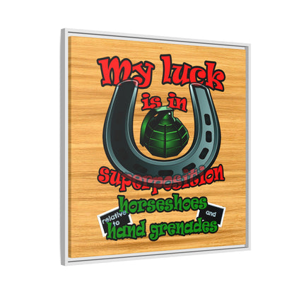my luck - framed canvas art (butterscotch wood finish)