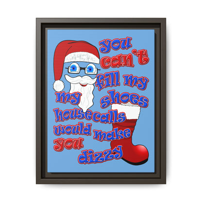 santa's shoes - framed canvas art (light blue)