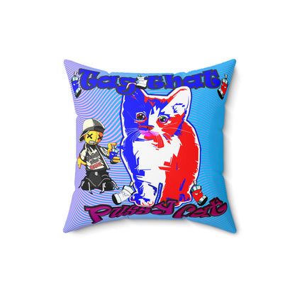 tag that - Spun Polyester Square Pillow - (light blue-purple wave)