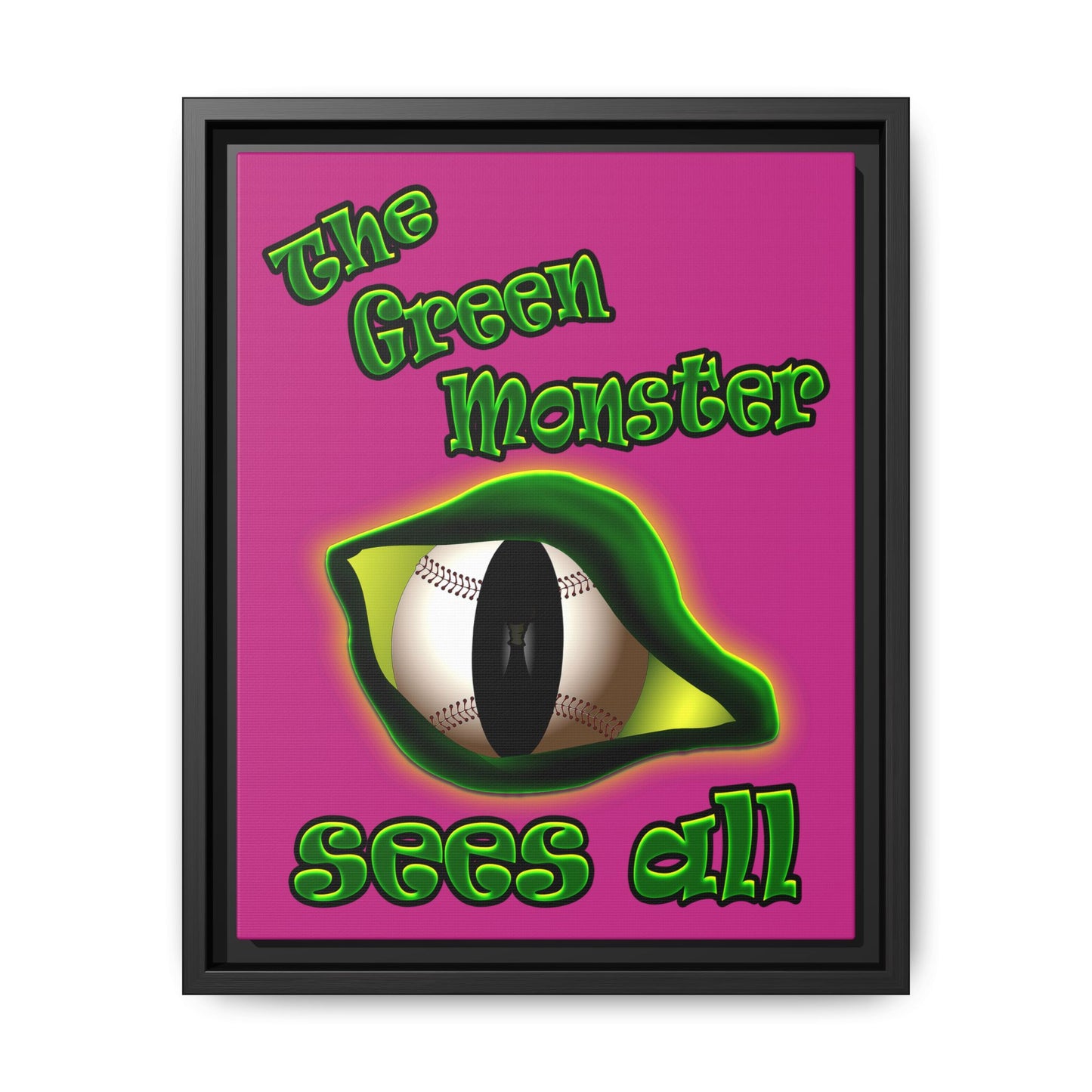 green monster - framed canvas art (pink)