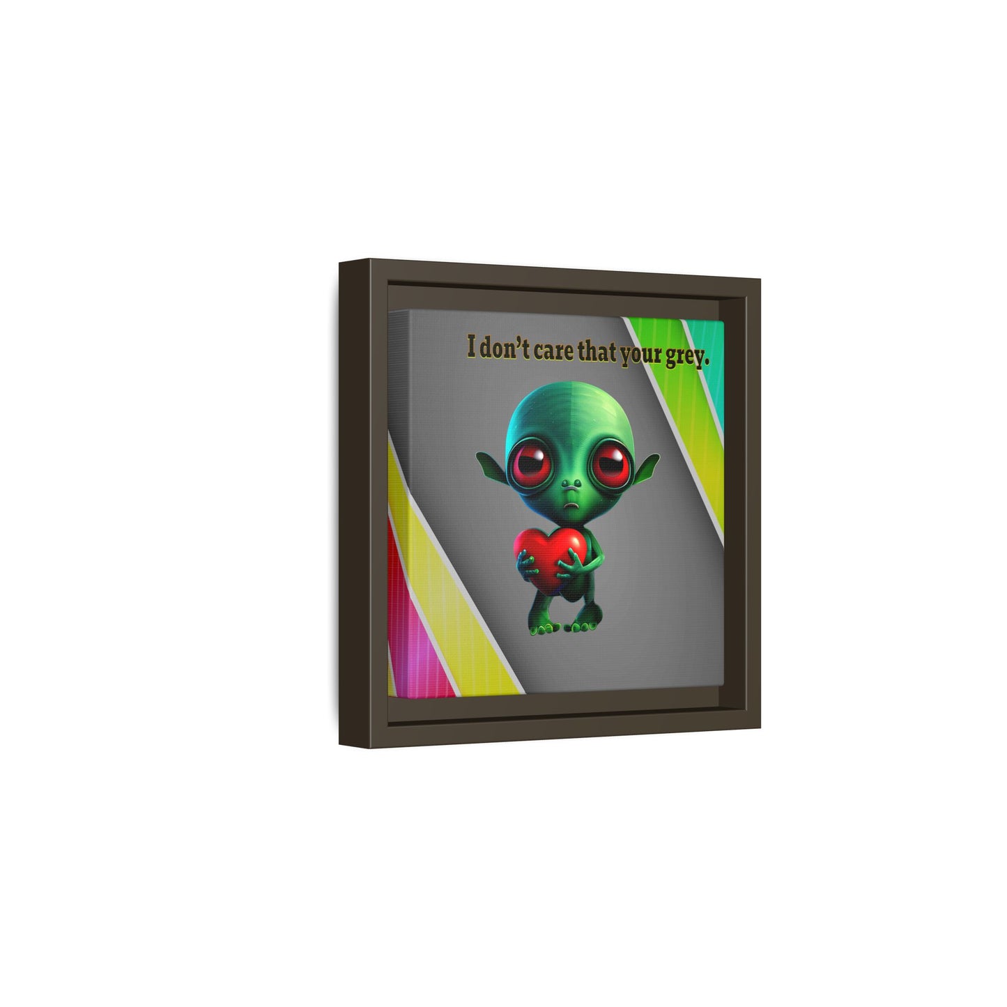 I don't care that your grey - framed canvas art (rainbow split)