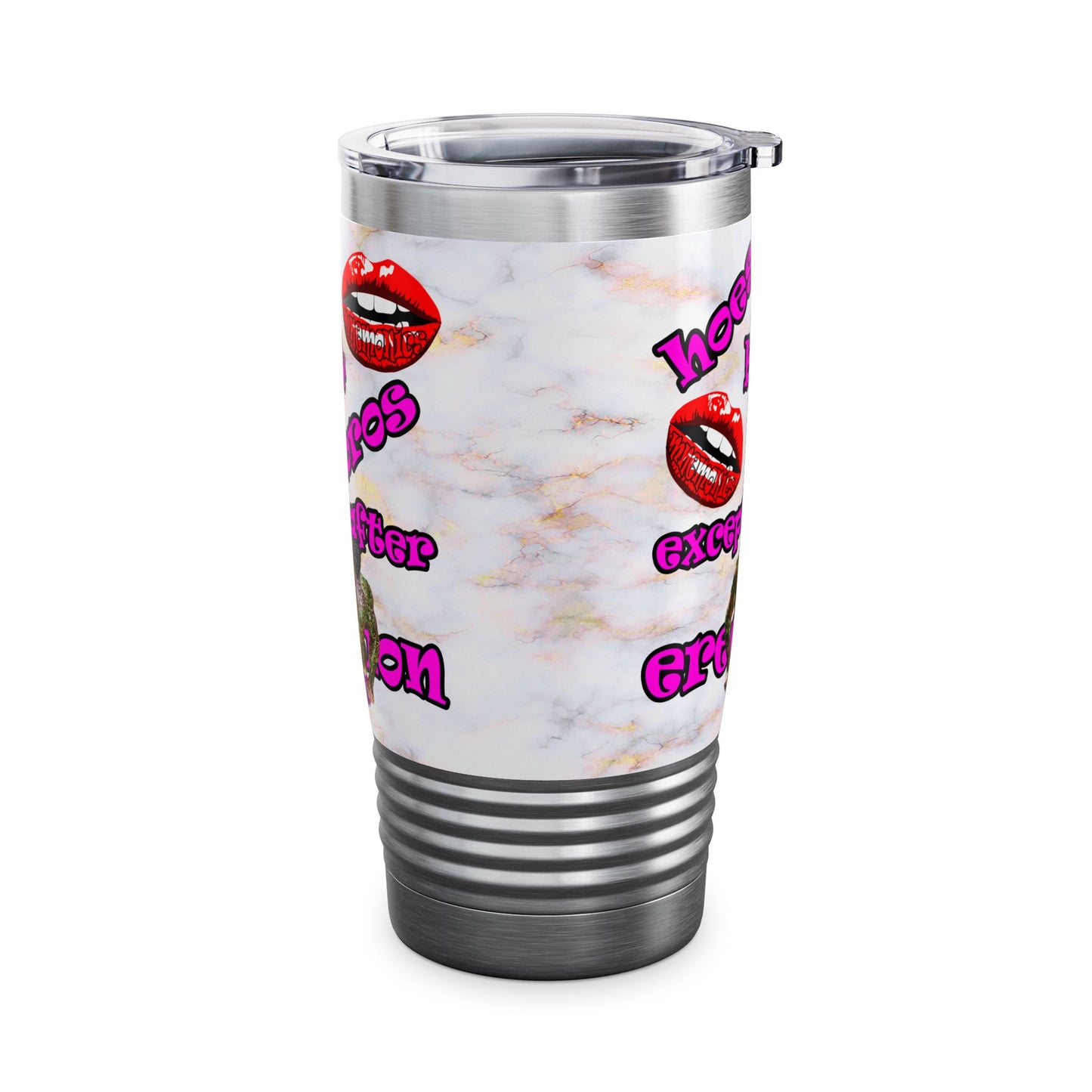 hoes b4 bros - Ringneck Tumbler, 20oz (white marble)