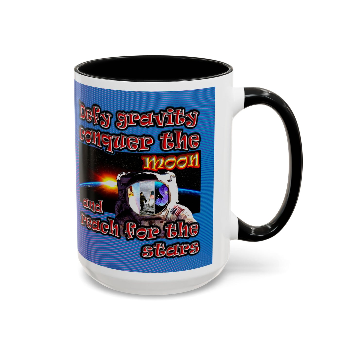 defy conquer reach - Accent Mug (light blue-purple wave)