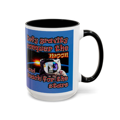 defy conquer reach - Accent Mug (light blue-purple wave)