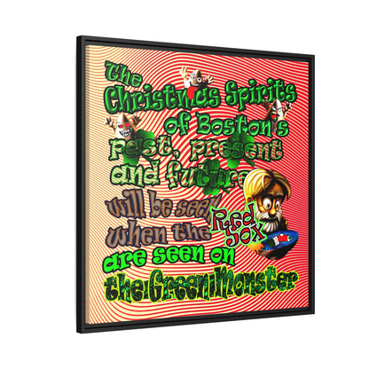 christmas spirits of boston - framed canvas art (yellow-orange wave)