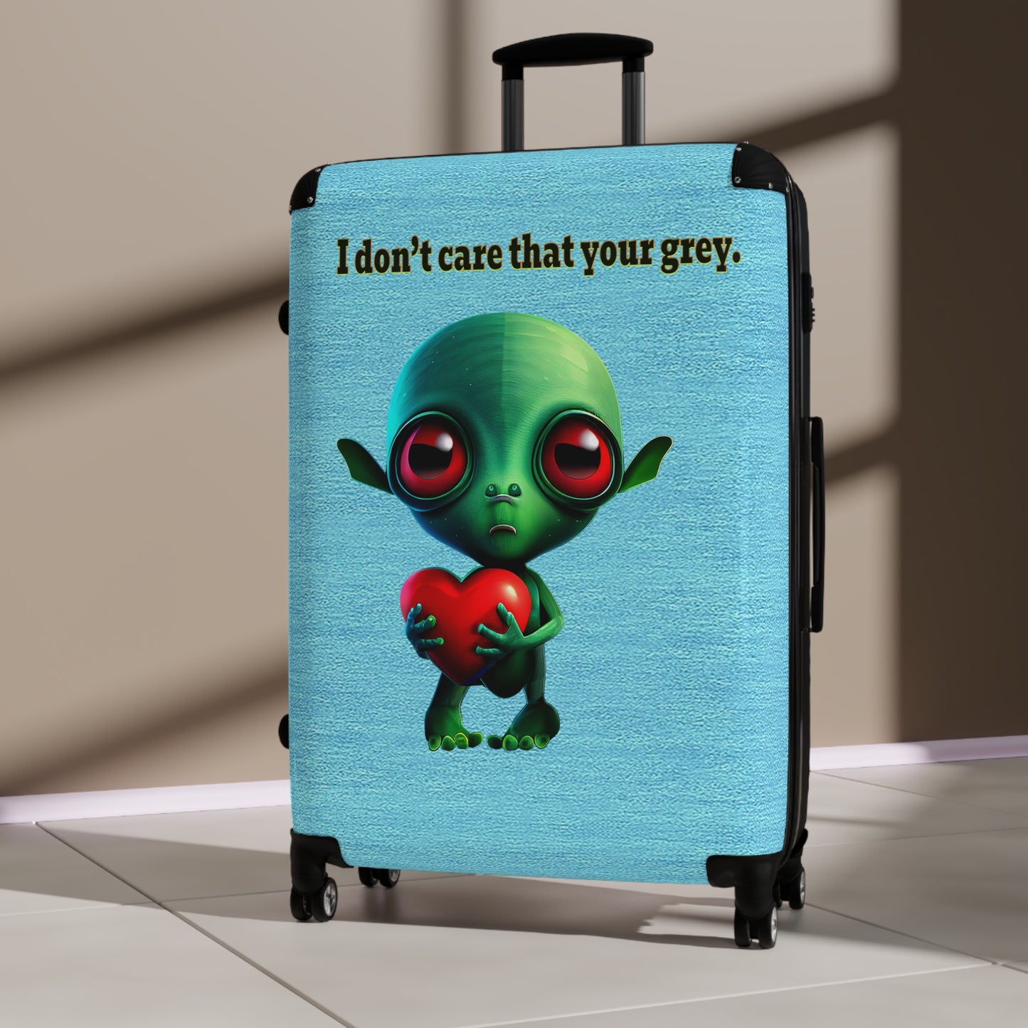 I don't care that your grey - Suitcase (faded blue)