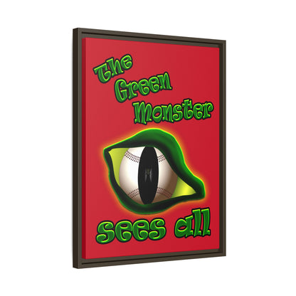green monster - framed canvas art (dark red)