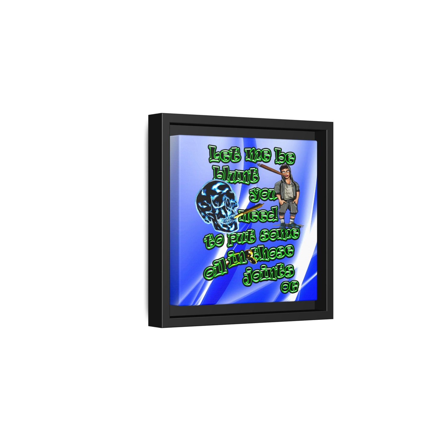 og - framed canvas art (blue-white wave)