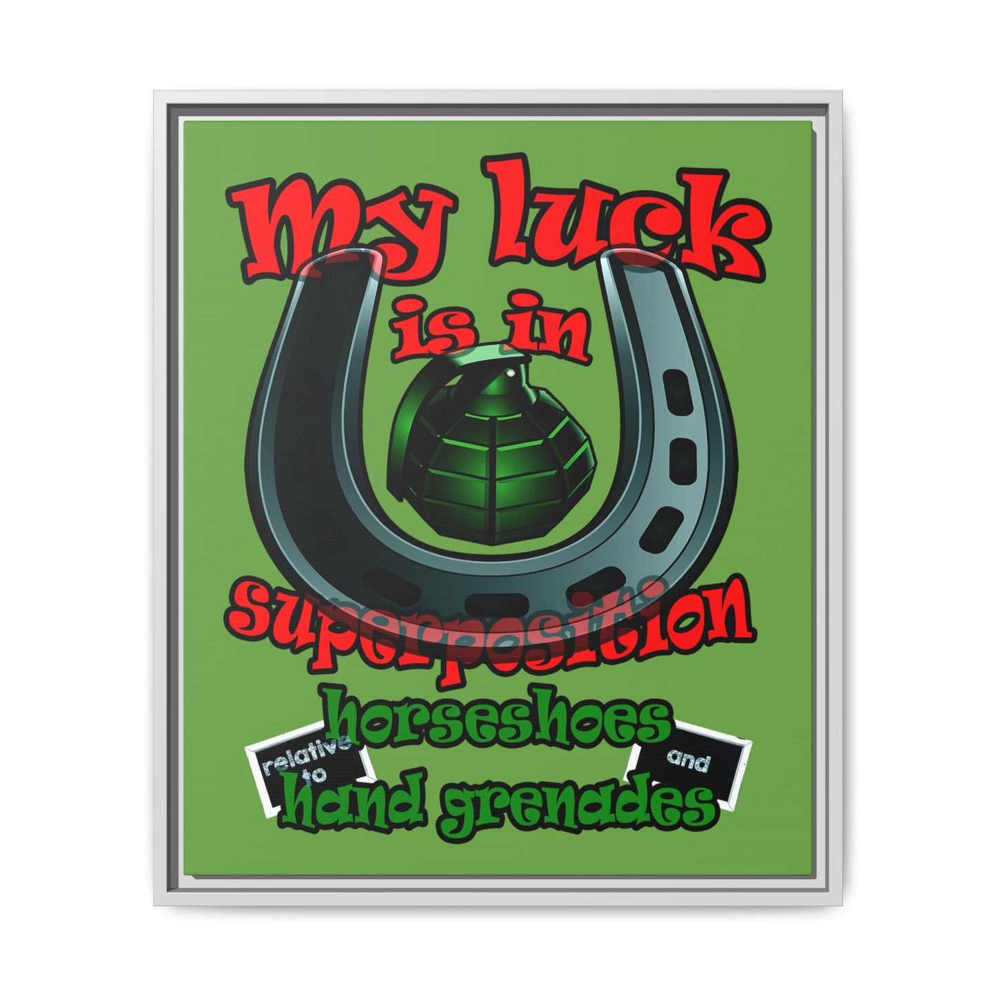 my luck - framed canvas art (green)