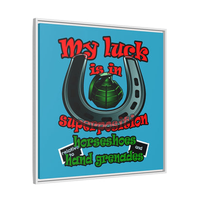 my luck - framed canvas art (turquoise)