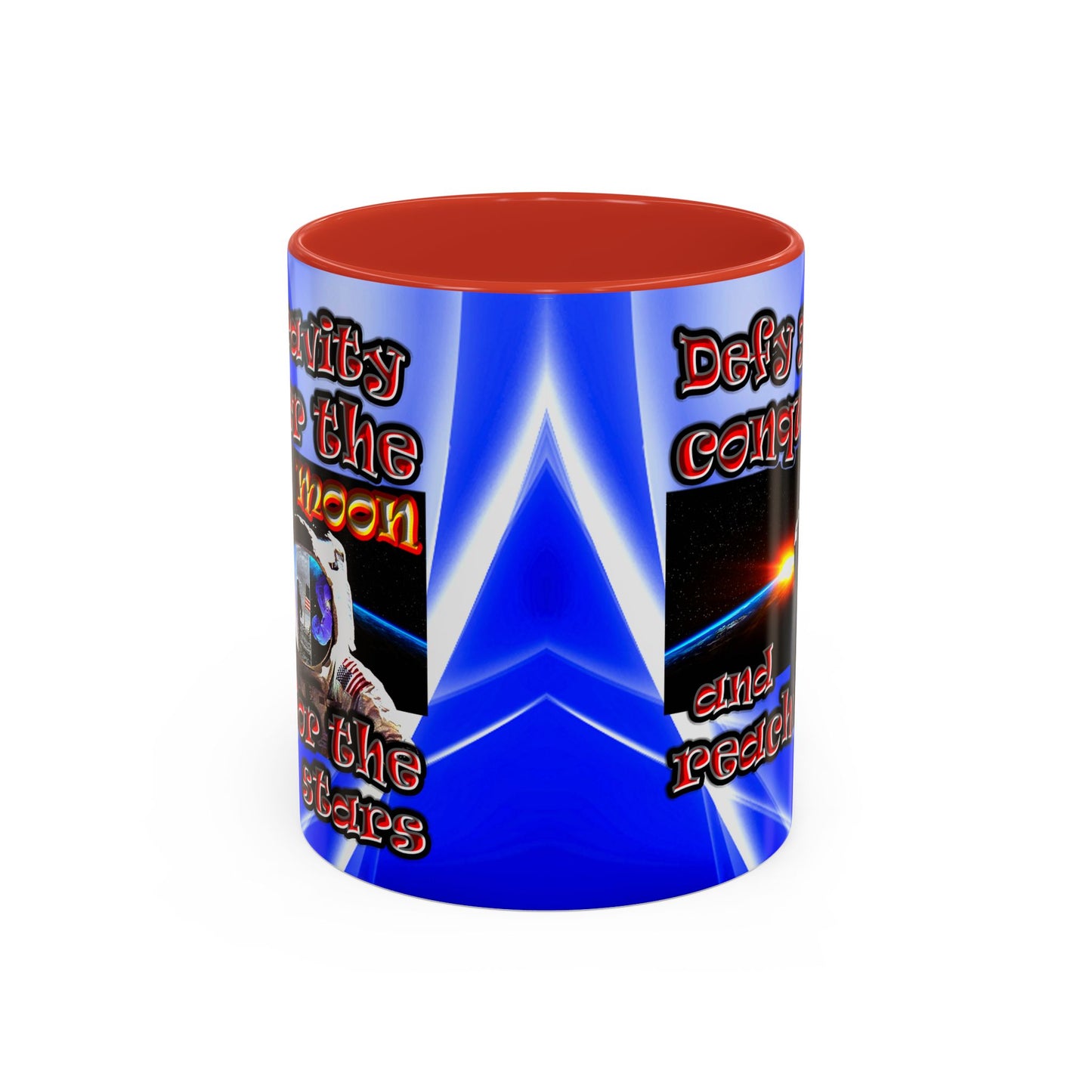 defy conquer reach - Accent Mug (blue-white wave)