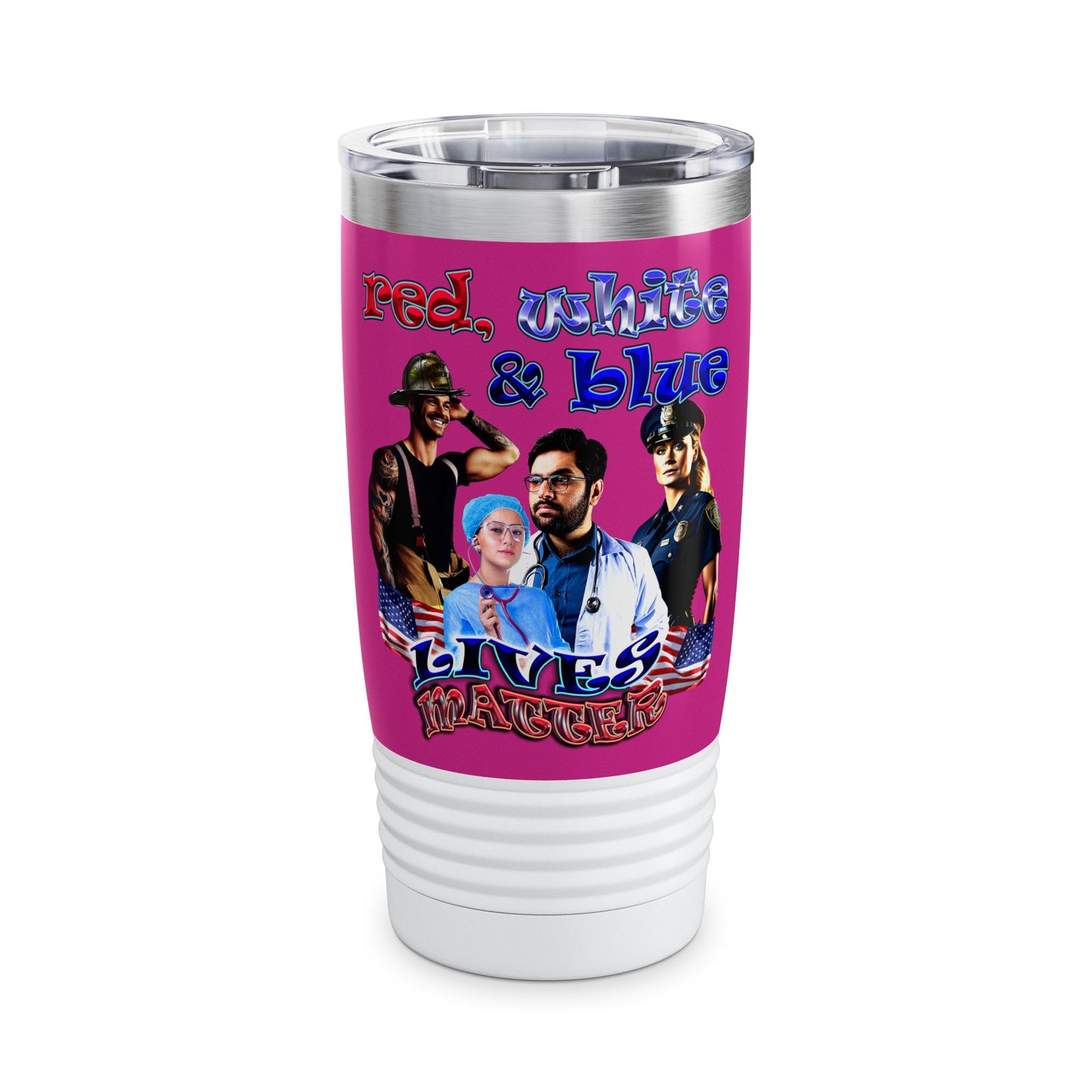 rw&b lives matter - Ringneck Tumbler, 20oz (pink)