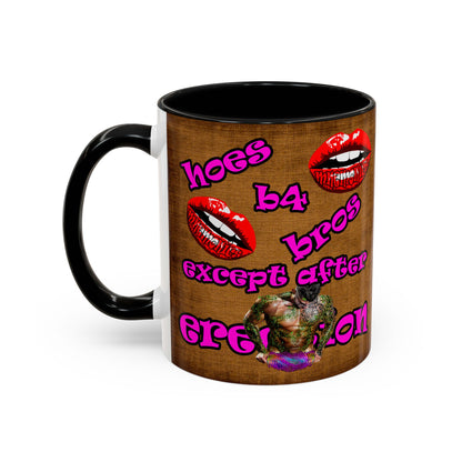 hoes b4 bros - Accent Mug (brown papyrus)