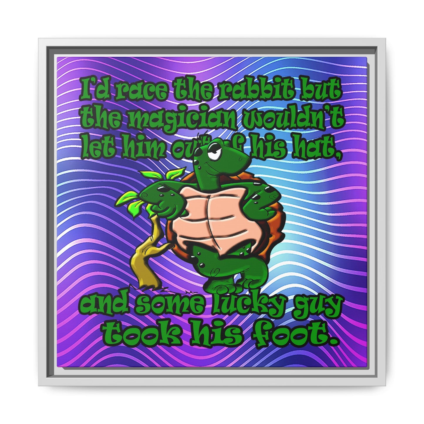 turtle race - framed canvas art (purple wave)