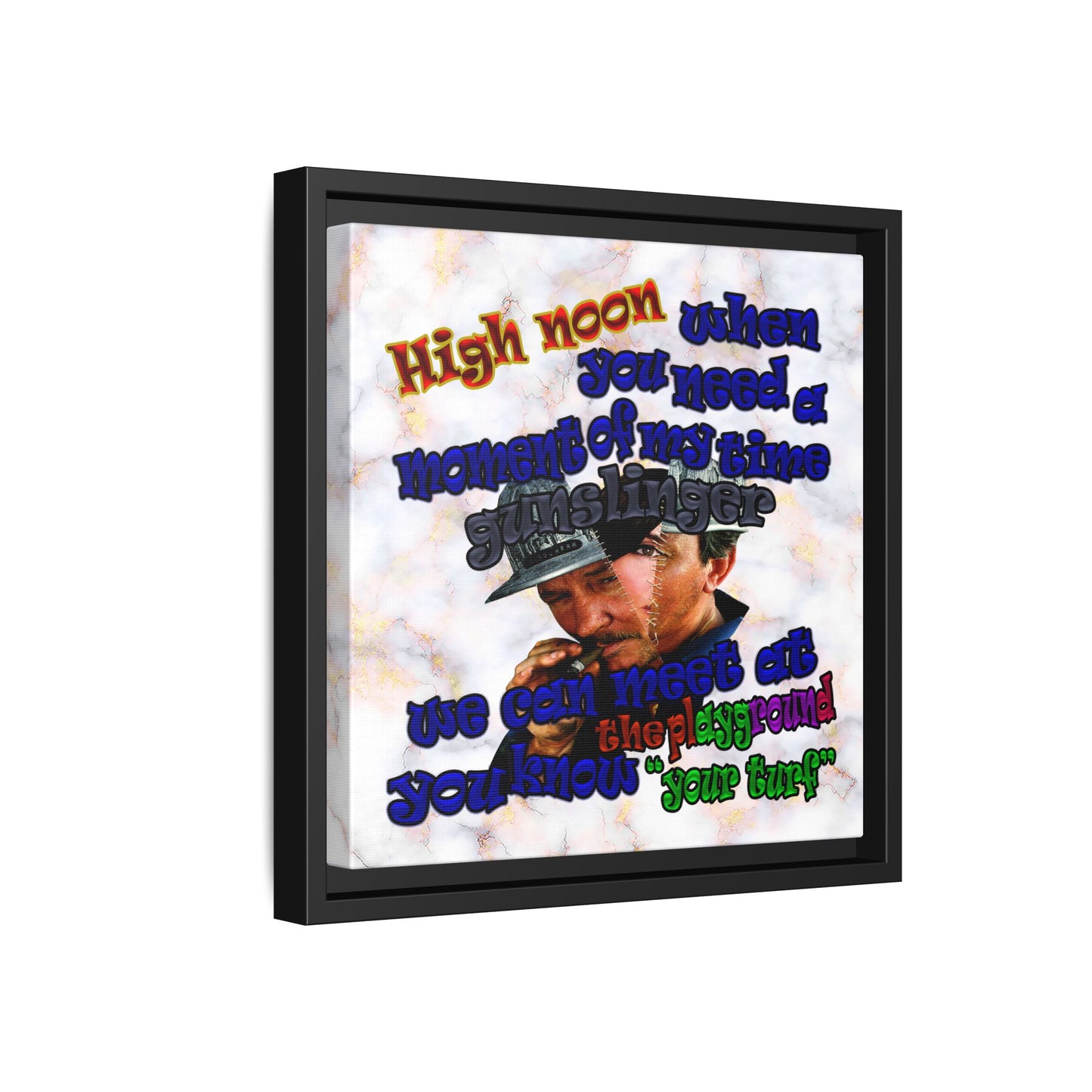 high noon - framed canvas art (white marble)