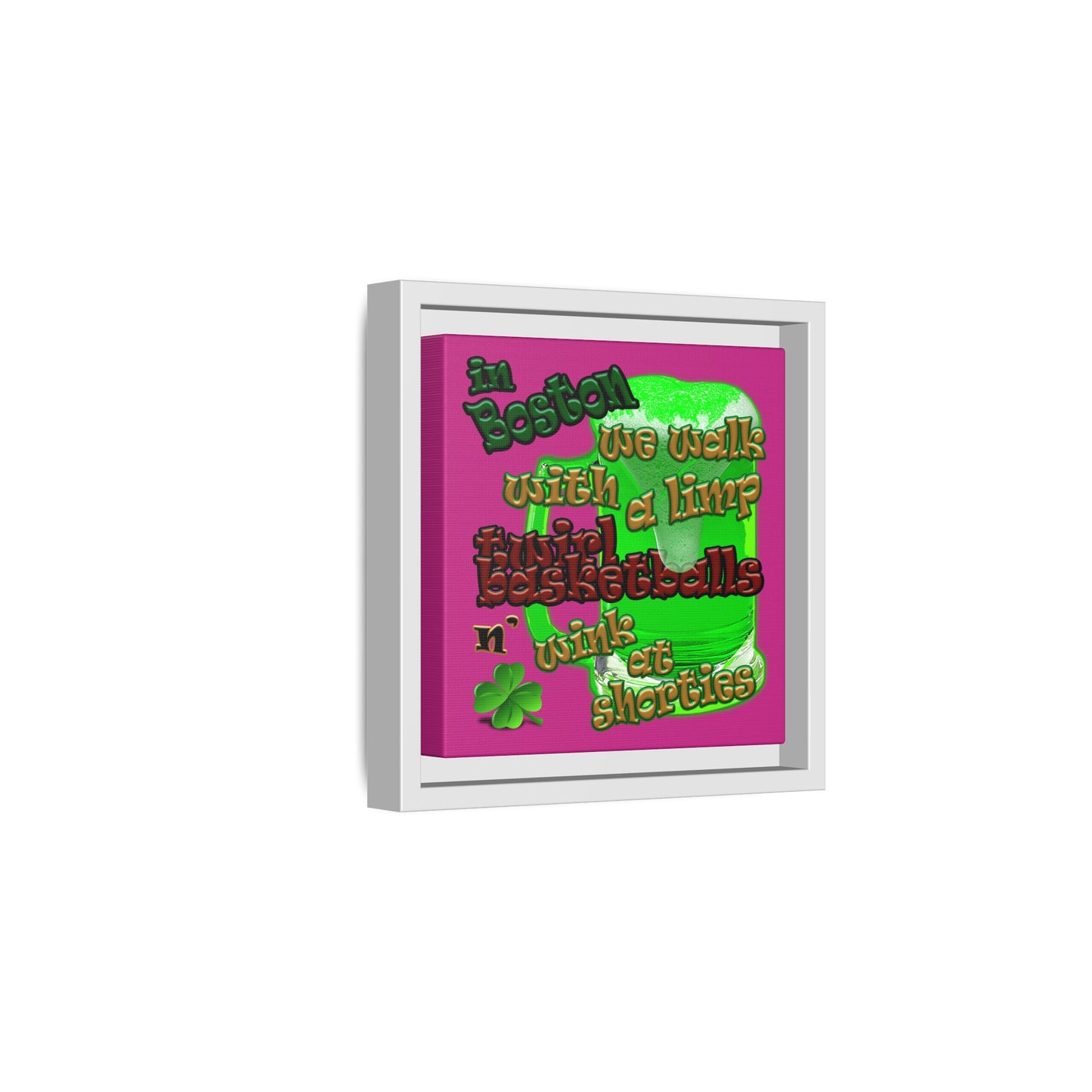 celtics logo - framed canvas art (pink)