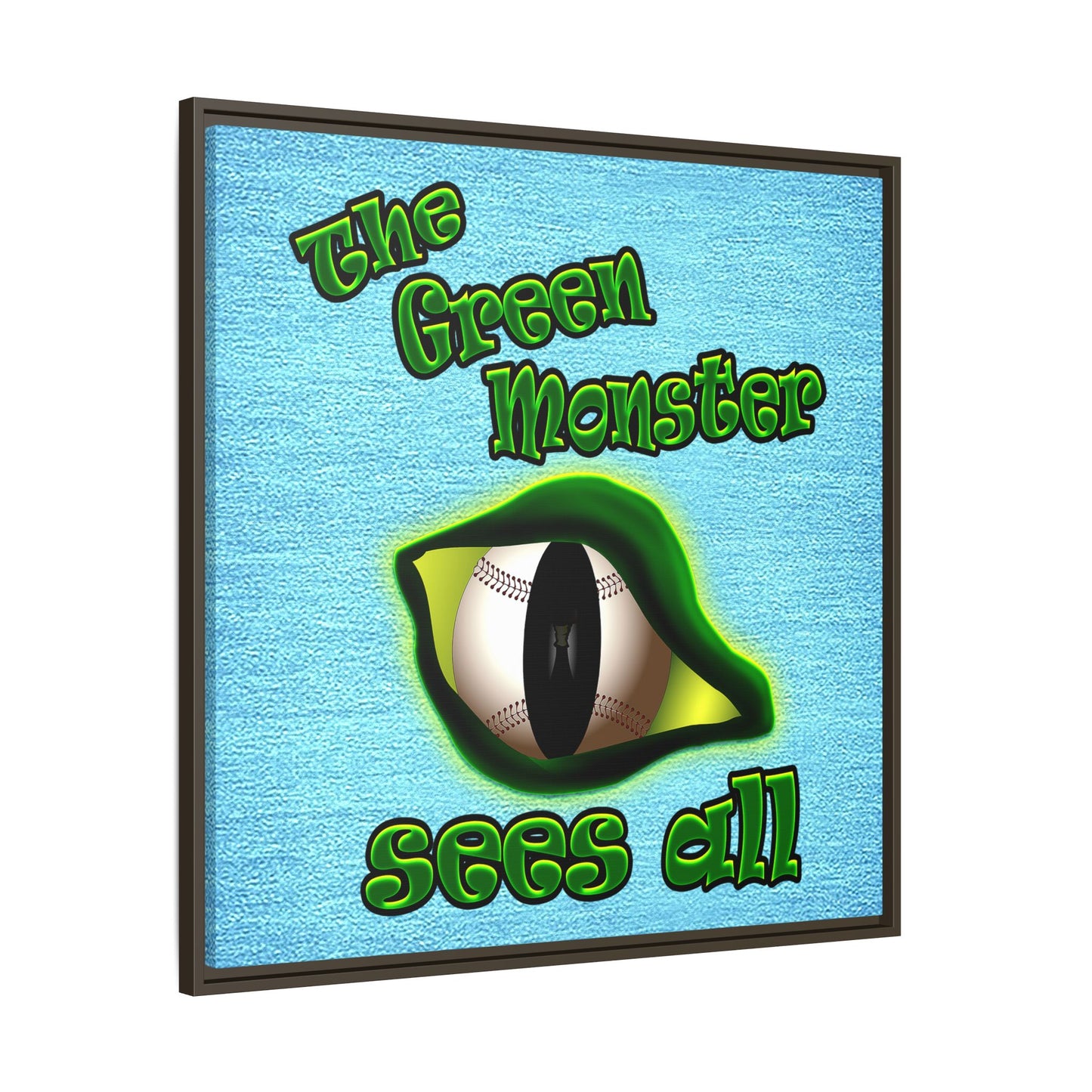 green monster - framed canvas art (faded blue)