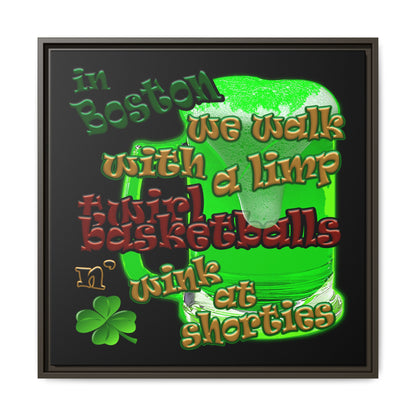 celtics logo - framed canvas art (black)
