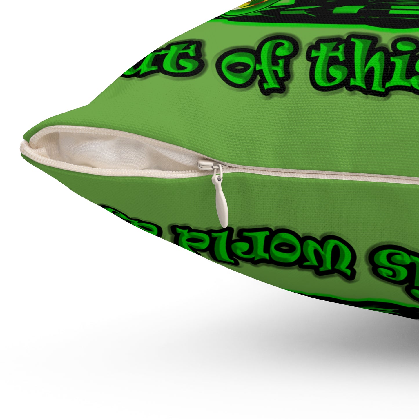 disc jockey - Spun Polyester Square Pillow - (green)