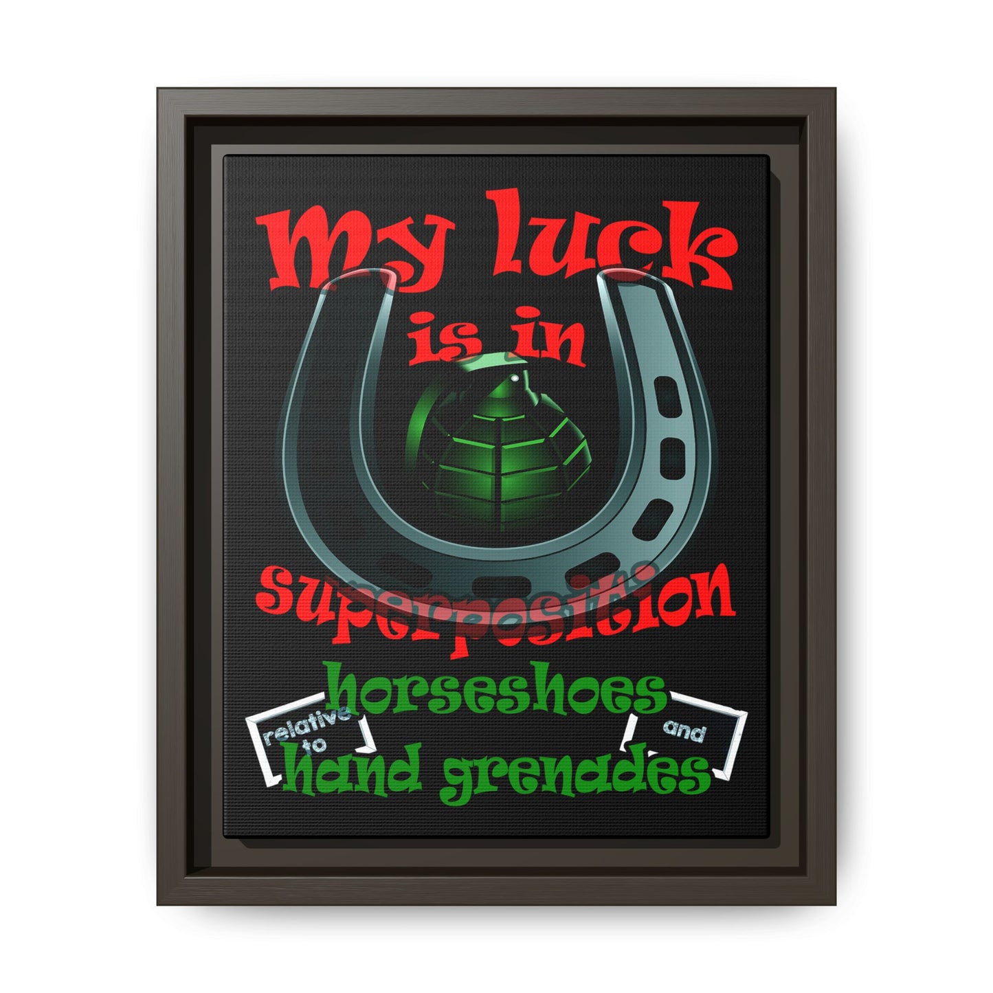 my luck - framed canvas art (black)