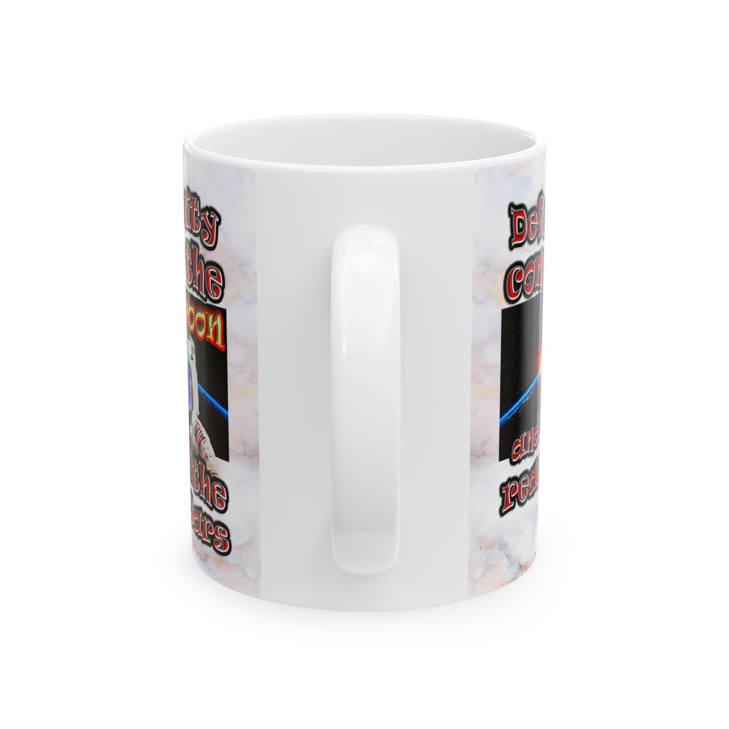 defy conquer reach - White Mug (white marble)