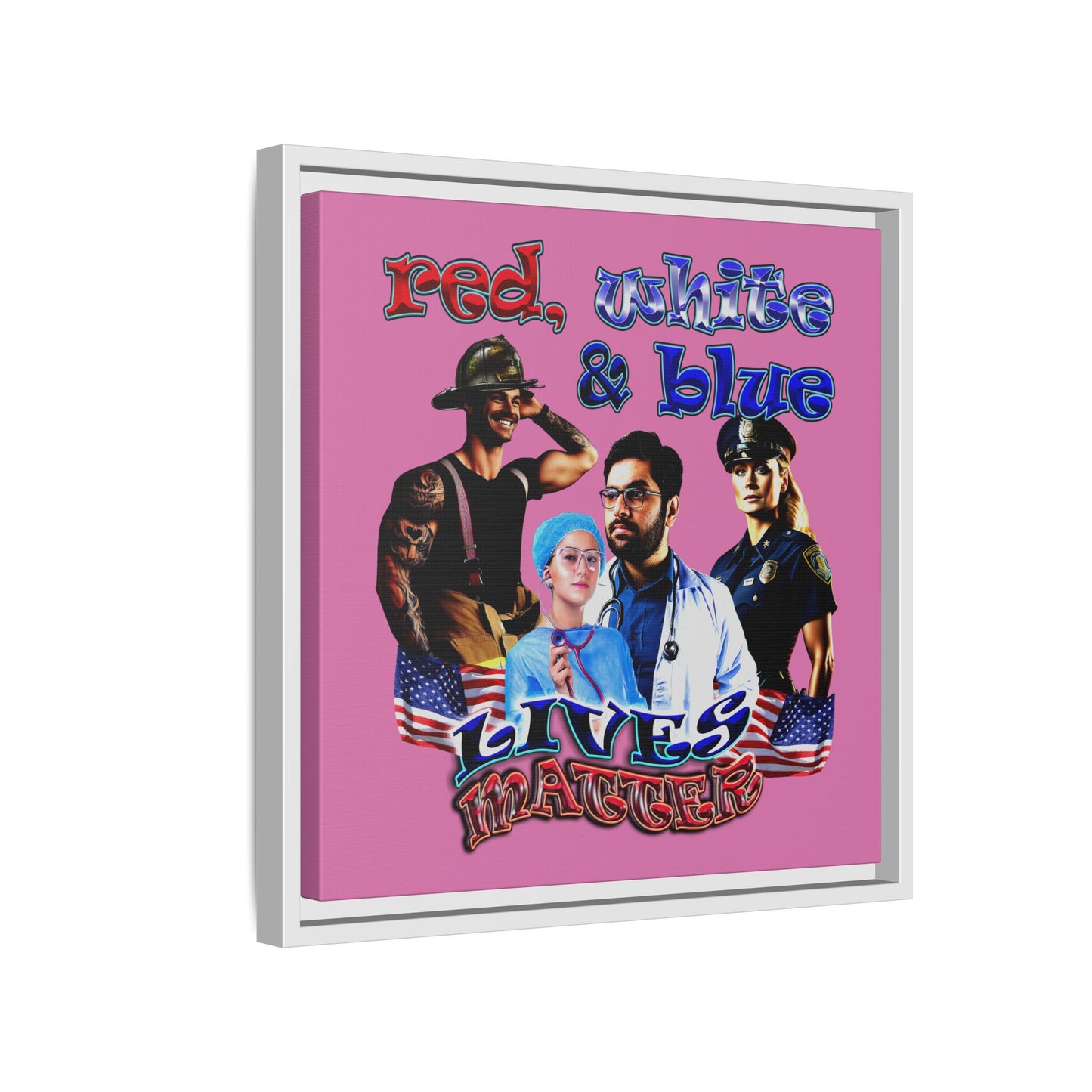 rw&b lives matter - framed canvas art (light pink)