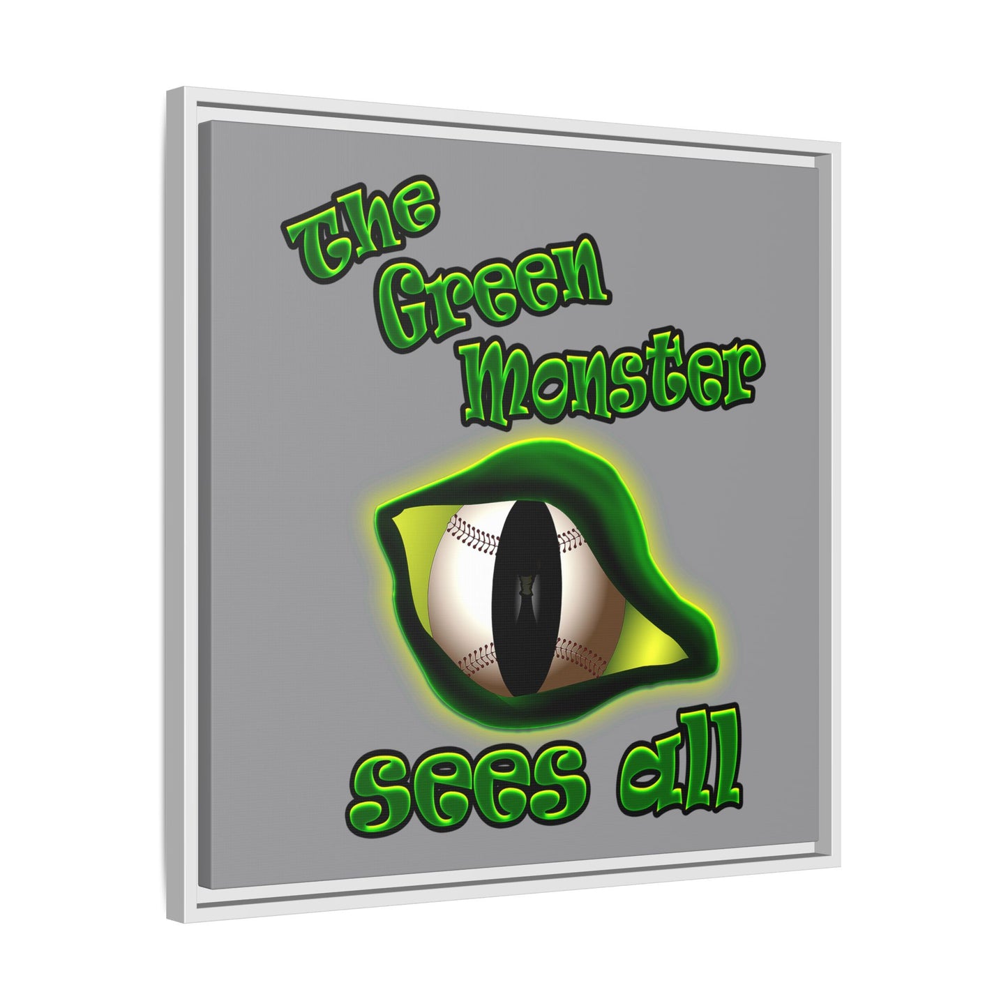 green monster - framed canvas art (grey)
