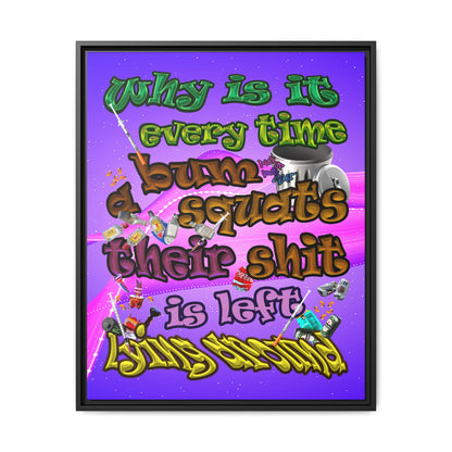 the bum's shit - framed canvas art (purple-pink wave)
