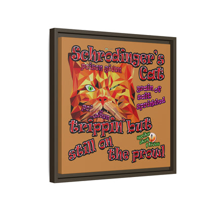 schrodinger's cat - framed canvas art (light brown)