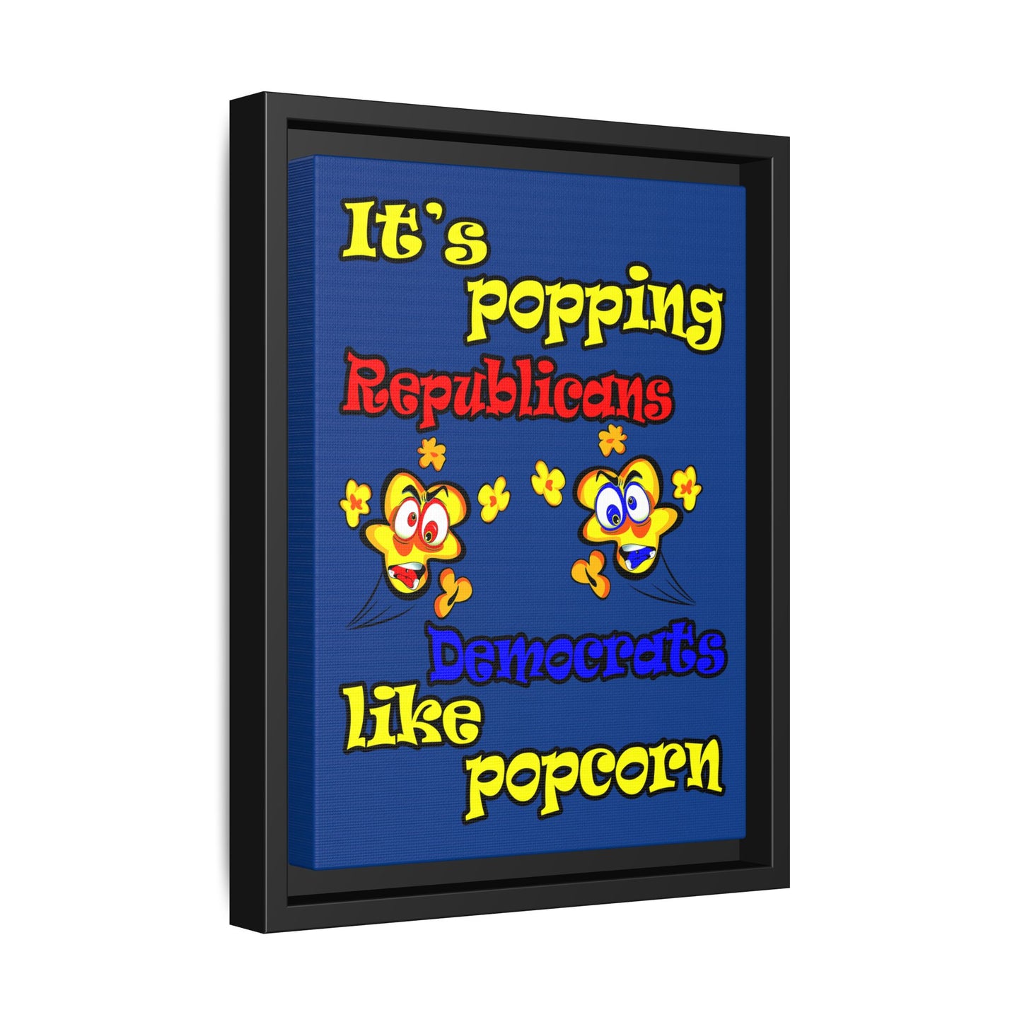 popping like popcorn - framed canvas art (dark blue)