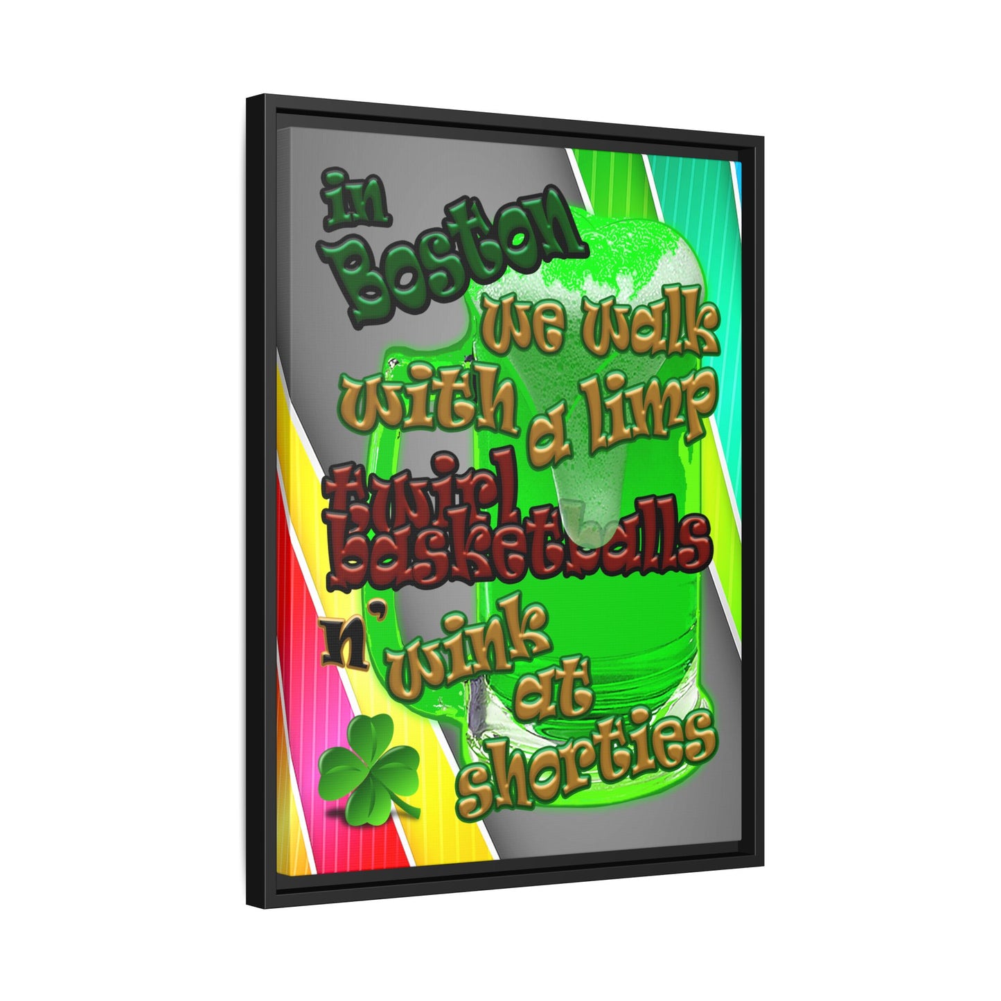 celtics logo - framed canvas art (rainbow split)