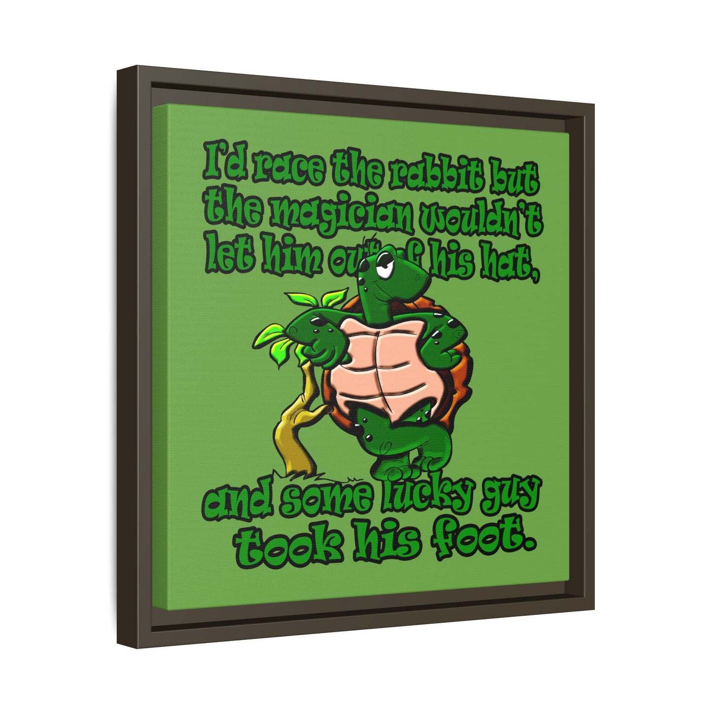 turtle race - framed canvas art (green)