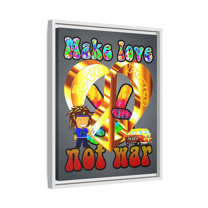 love peace - framed canvas art (grey-light grey)