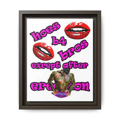 hoes b4 bros - framed canvas art (white)