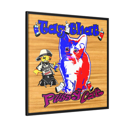 tag that - framed canvas art (butterscotch wood finish)