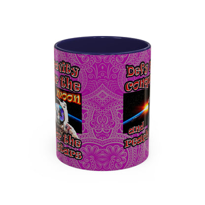 defy conquer reach - Accent Mug (pink swirl)