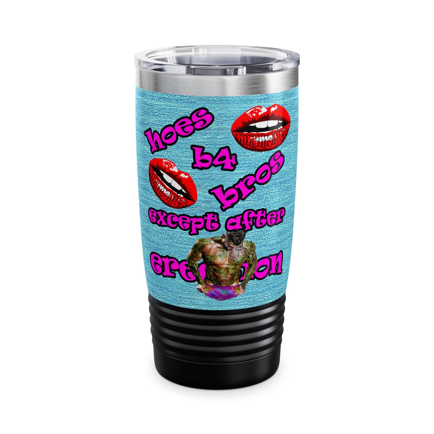 hoes b4 bros - Ringneck Tumbler, 20oz (faded blue)