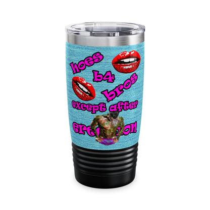 hoes b4 bros - Ringneck Tumbler, 20oz (faded blue)