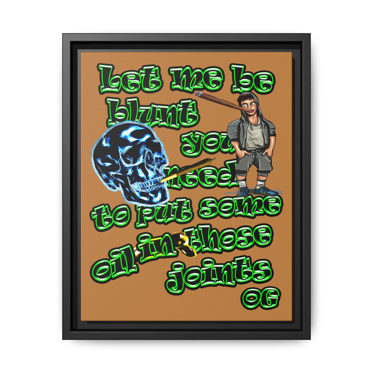 og - framed canvas art (light brown)