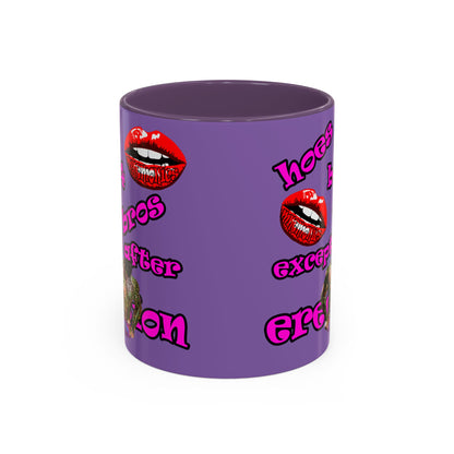 hoes b4 bros - Accent Mug (light purple)