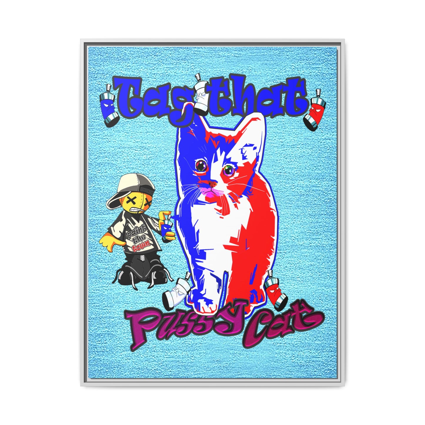 tag that - framed canvas art (faded blue)