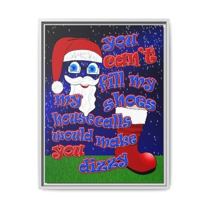 santa's shoes - framed canvas art ('snoops' background)