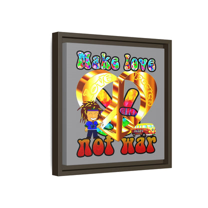 love peace - framed canvas art (grey)